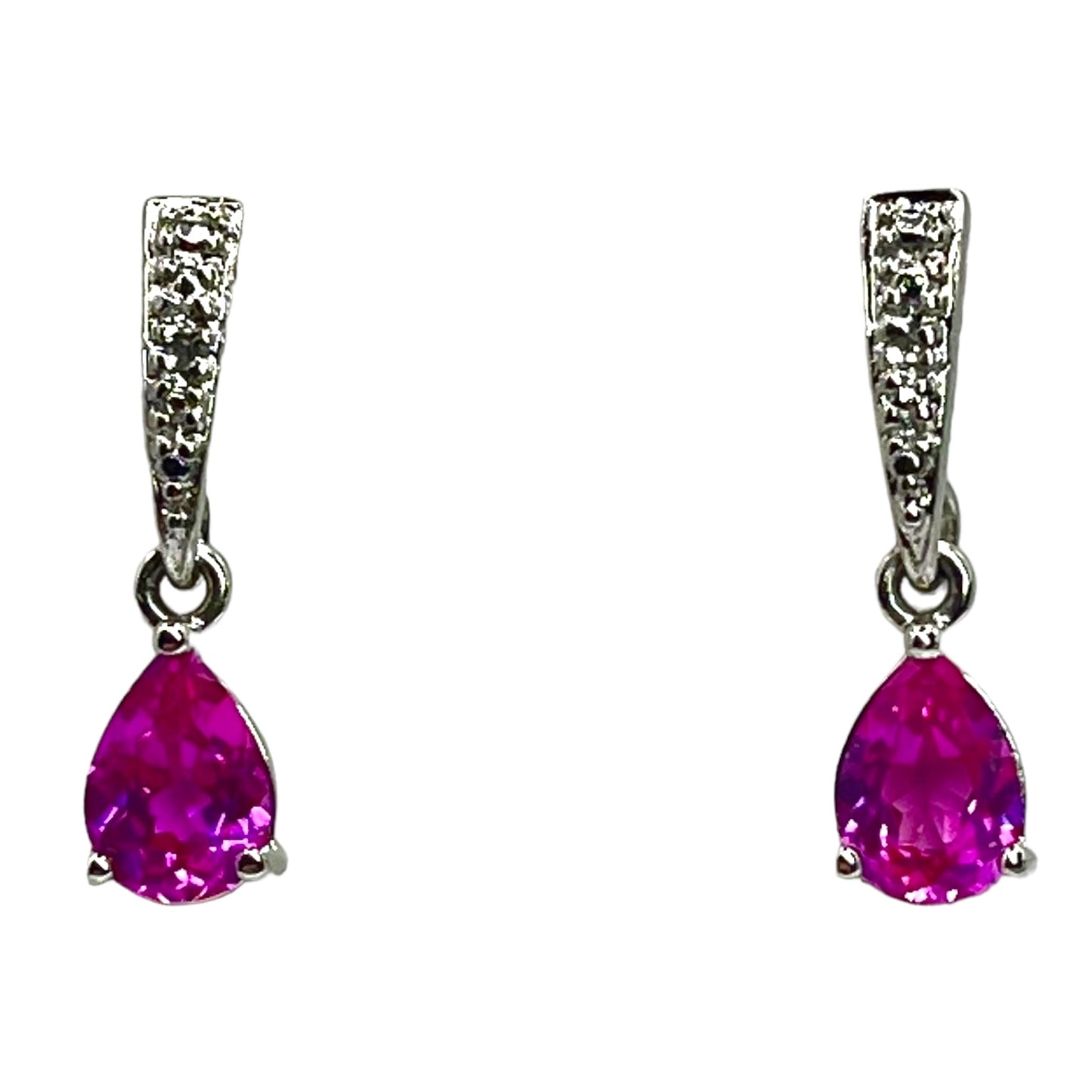 Ross Simons 925 Sterling Silver Teardrop Pink Topaz Dangle Drop Earrings