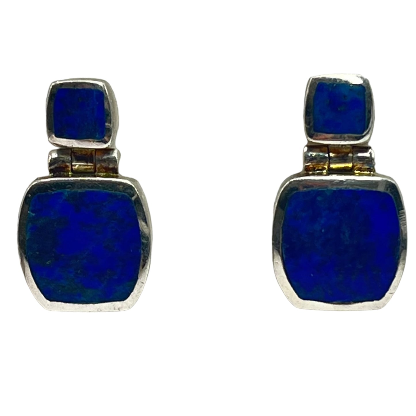 925 Sterling Silver Lapis Lazuli Drop Stud Earrings Blue Statement Southwestern