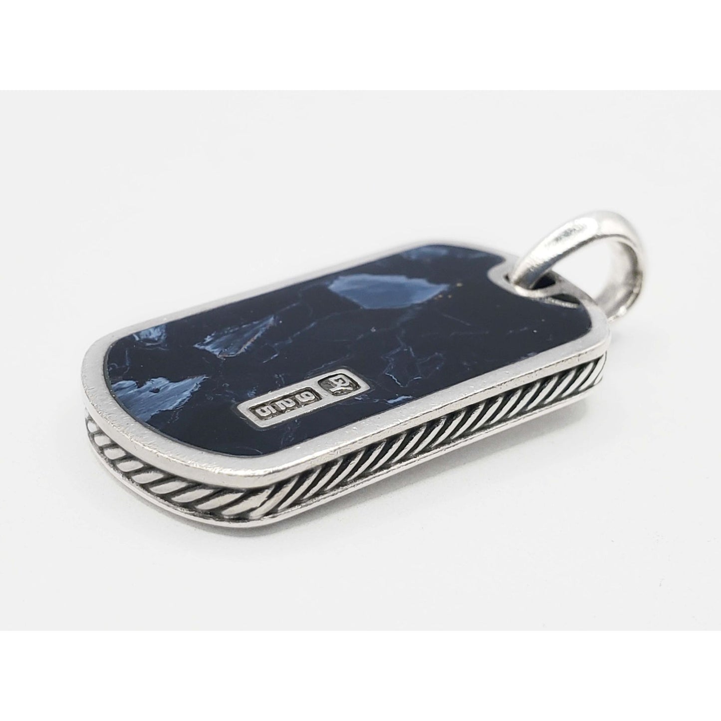 David Yurman Chevron Tag Sterling Silver with Pietersite