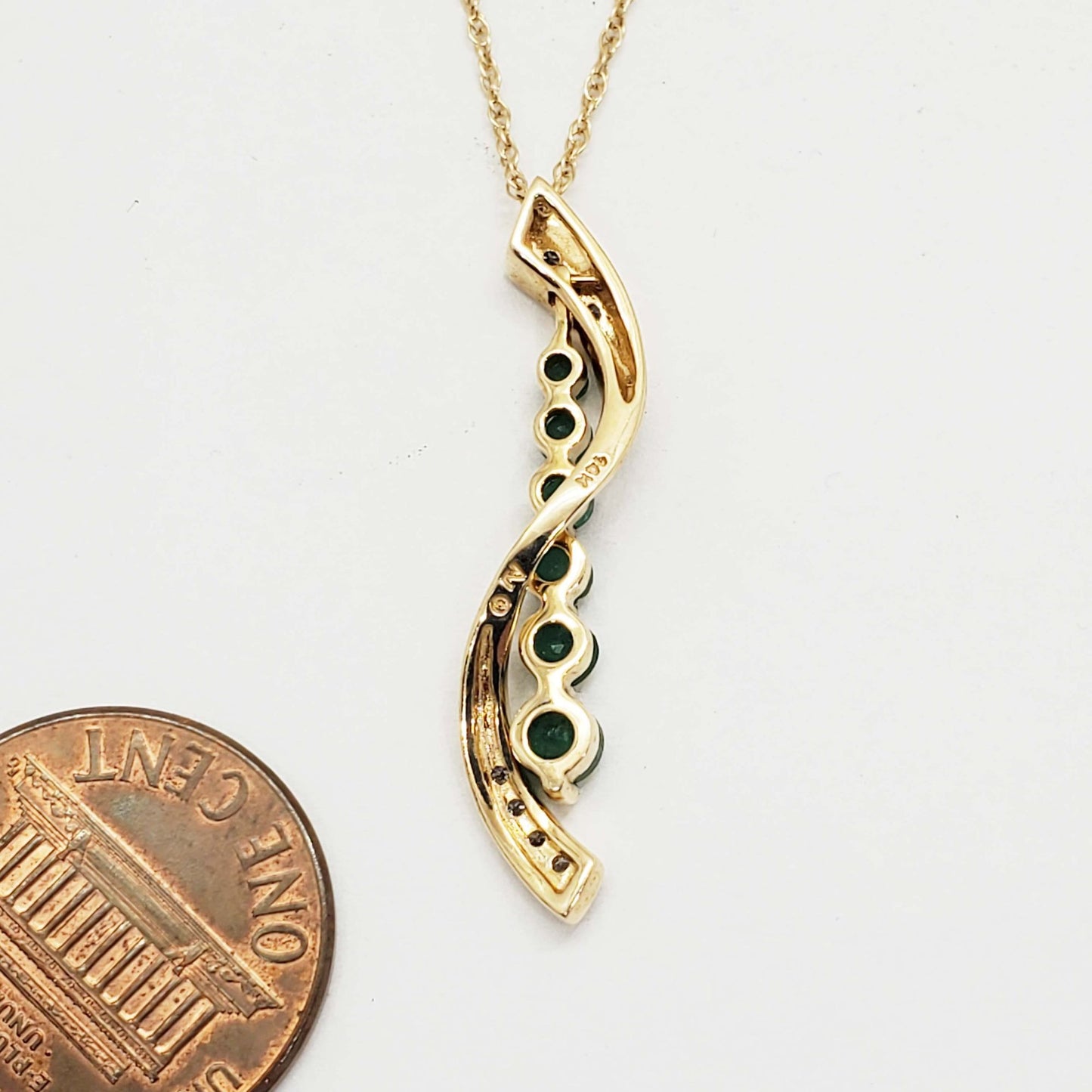 Emerald & Diamond Journey Winding Road Pendant 14k Gold