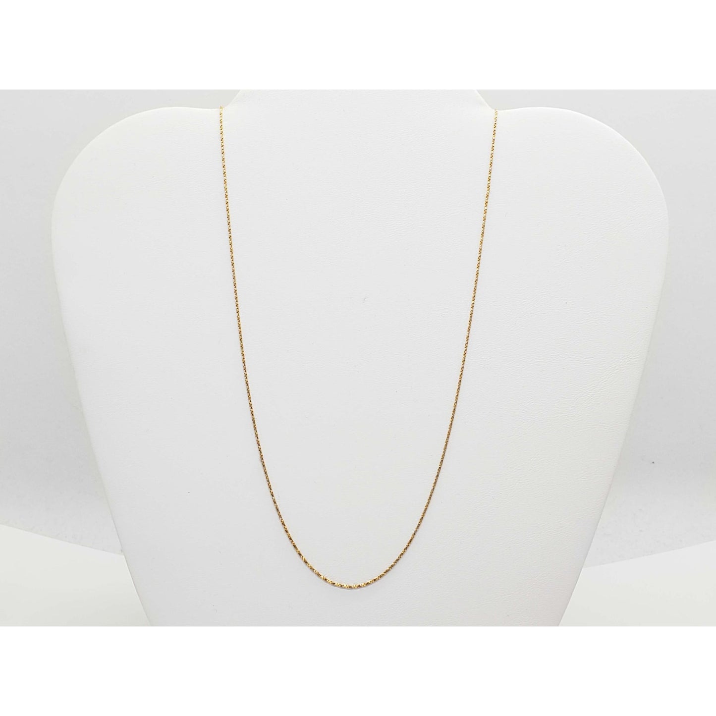 Thin Italian Twist Box Chain Necklace 14k Gold 25" Long