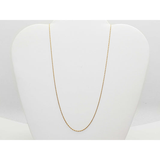 Thin Italian Twist Box Chain Necklace 14k Gold 25" Long