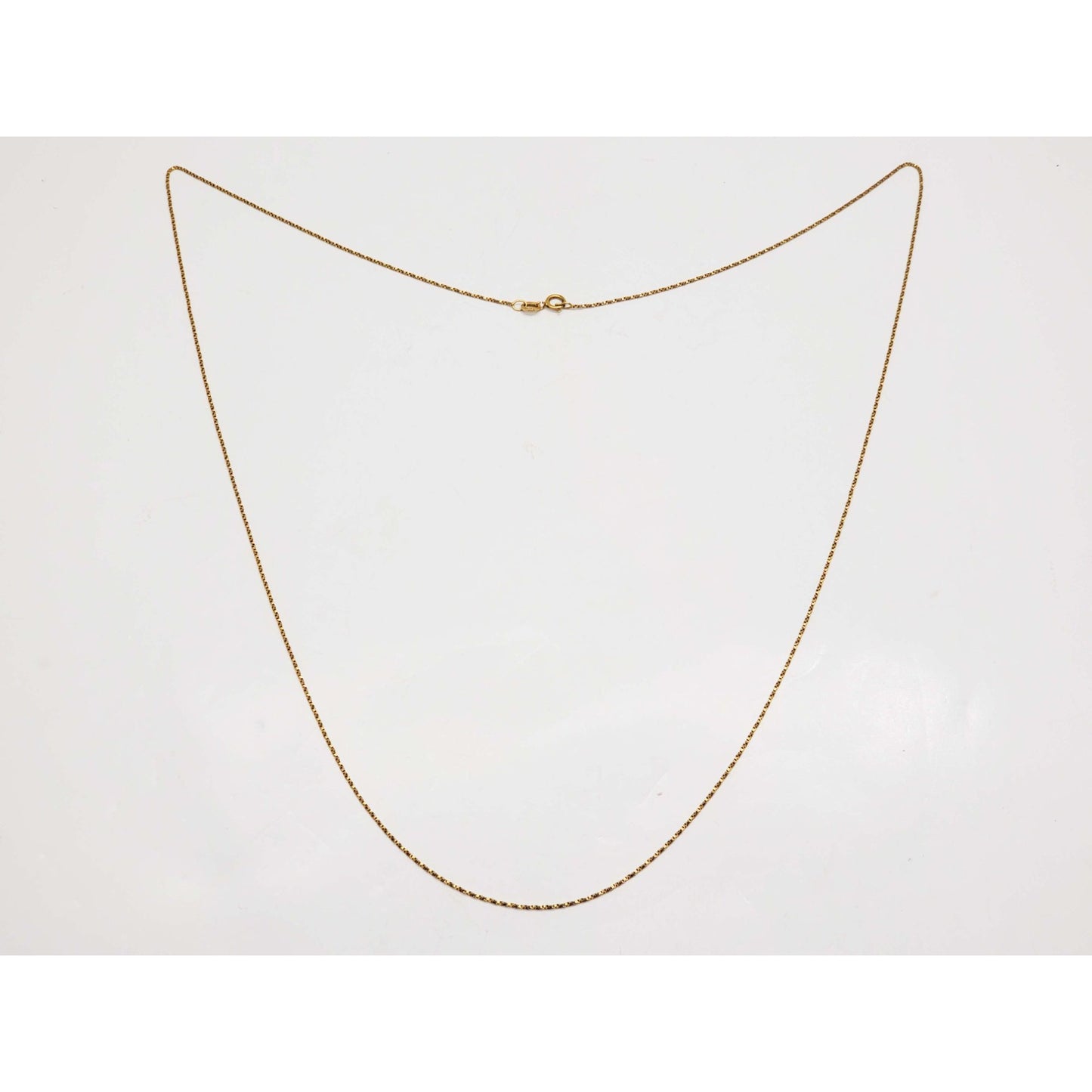 Thin Italian Twist Box Chain Necklace 14k Gold 25" Long