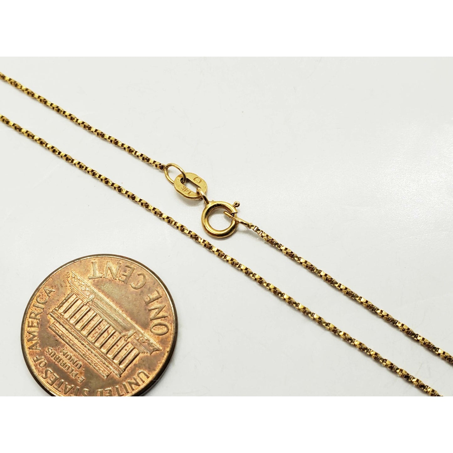 Thin Italian Twist Box Chain Necklace 14k Gold 25" Long