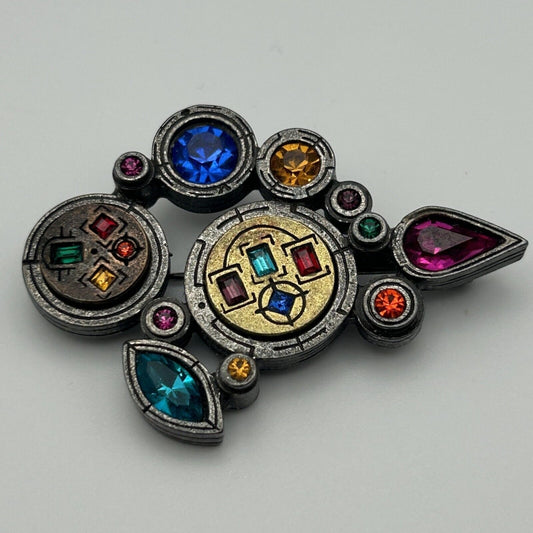 Patricia Locke Colorful Crystal Silver Tone Brooch Vintage Rare Pin