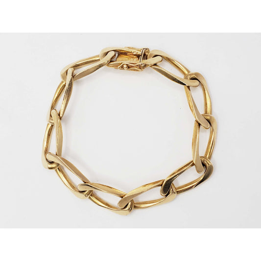 12.5mm Flat Curb Link Bracelet 18k Gold 63.9 Grams