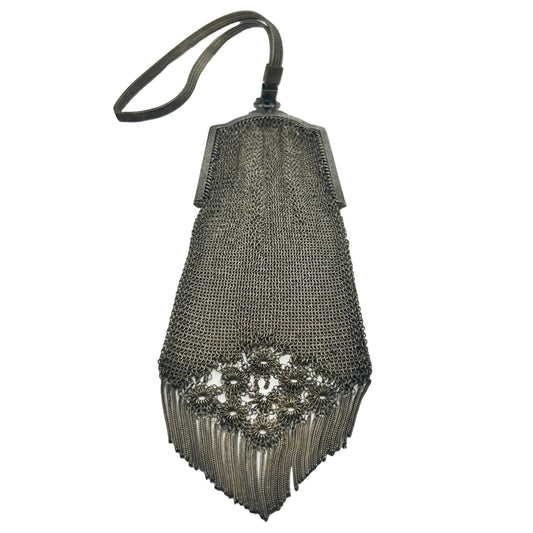 Antique 1920s GSJ Germany Soldered Chain Mesh Bag/Purse - Adjustable Strap