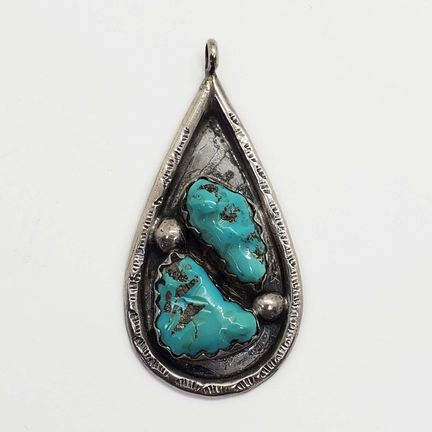 Vangie Tsabetsaye Native American Zuni Turquoise Pendant Sterling Silver