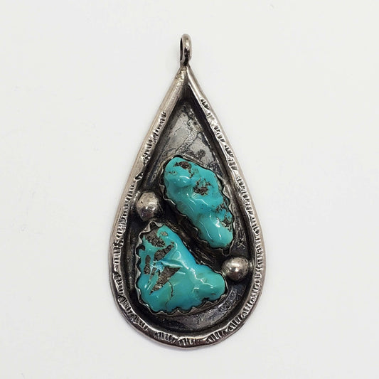 Vangie Tsabetsaye Native American Zuni Turquoise Pendant Sterling Silver
