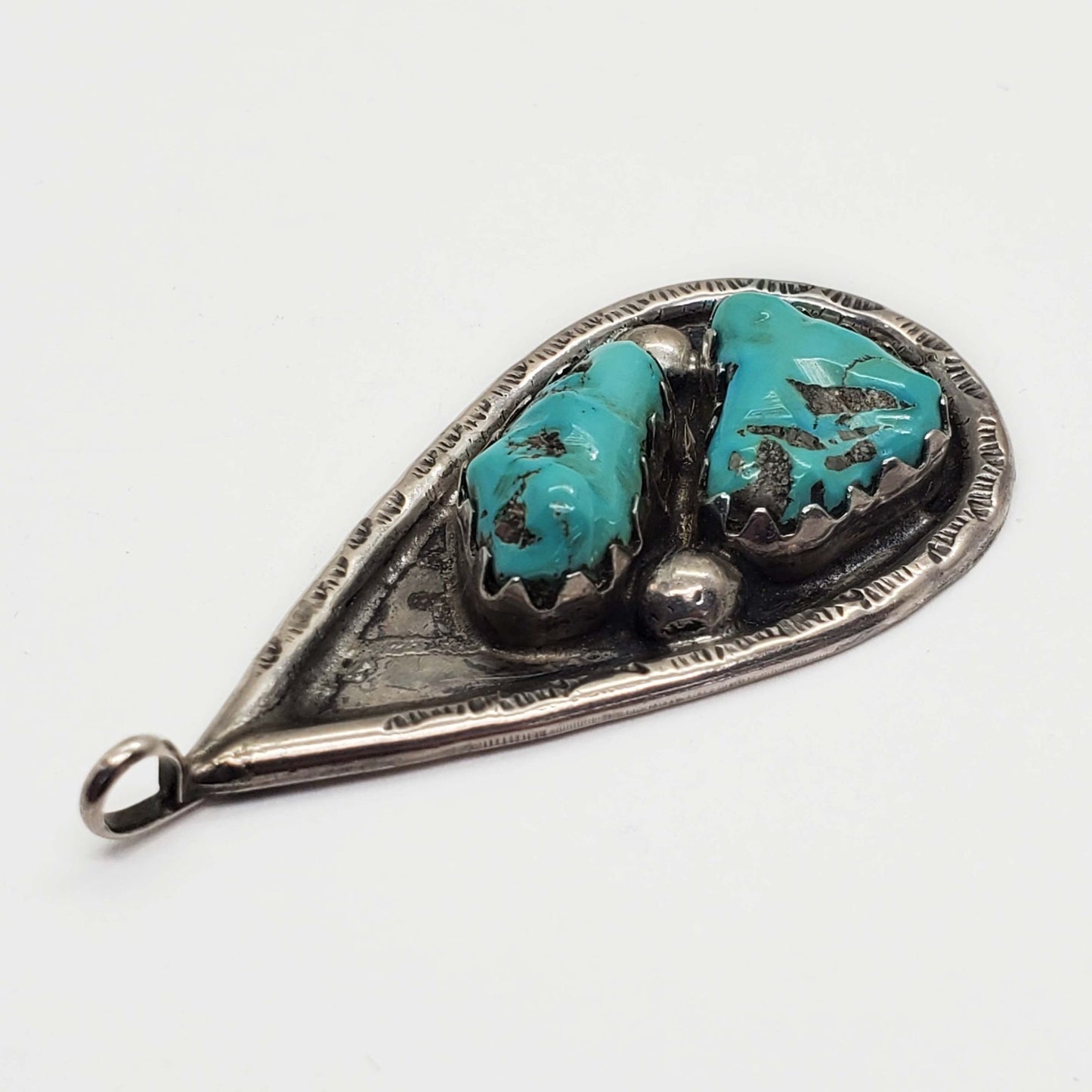 Vangie Tsabetsaye Native American Zuni Turquoise Pendant Sterling Silver