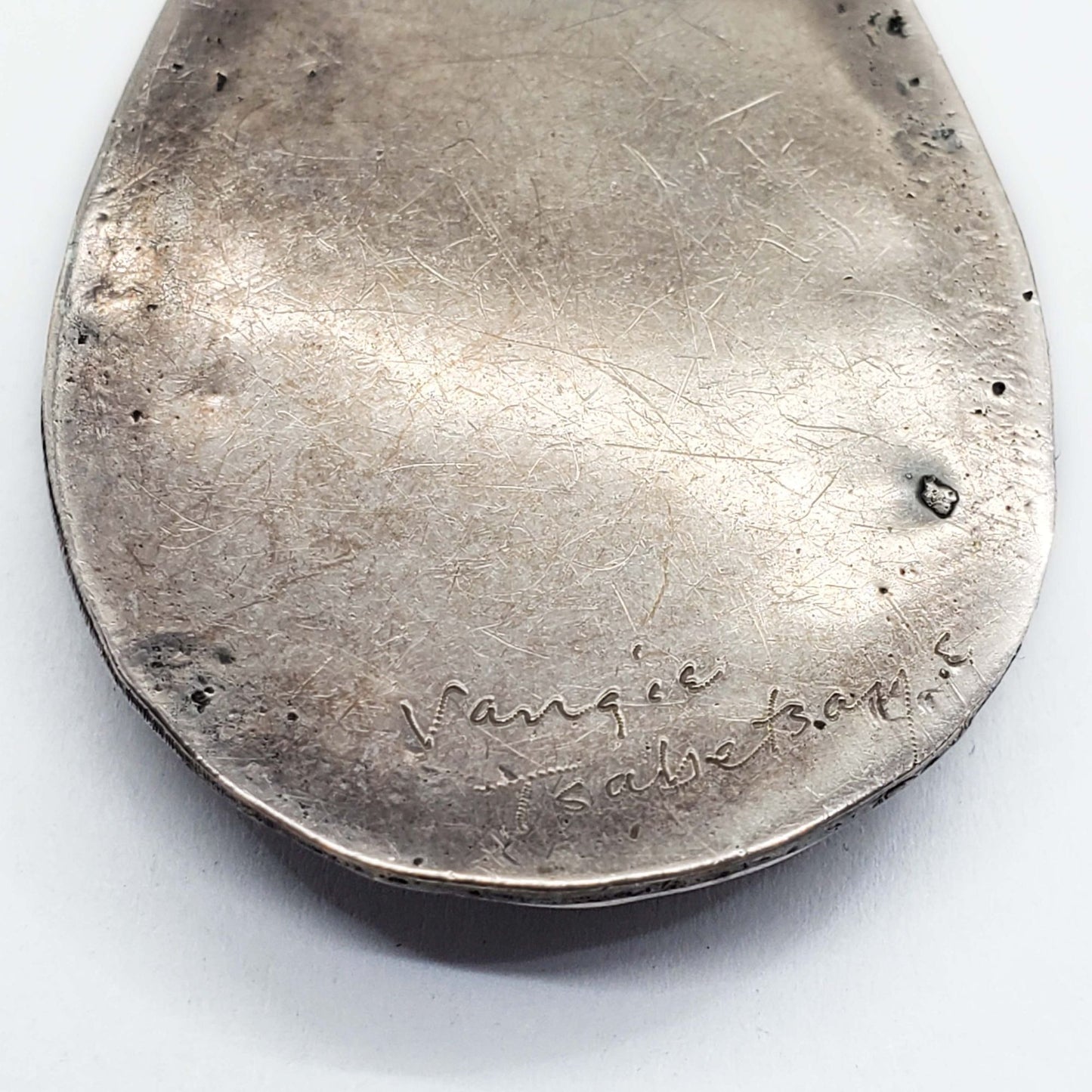 Vangie Tsabetsaye Native American Zuni Turquoise Pendant Sterling Silver