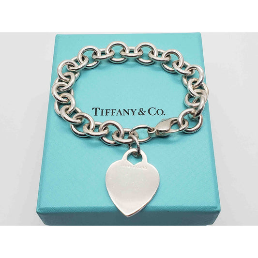 Vintage Tiffany & Co Heart Tag Bracelet Sterling Silver