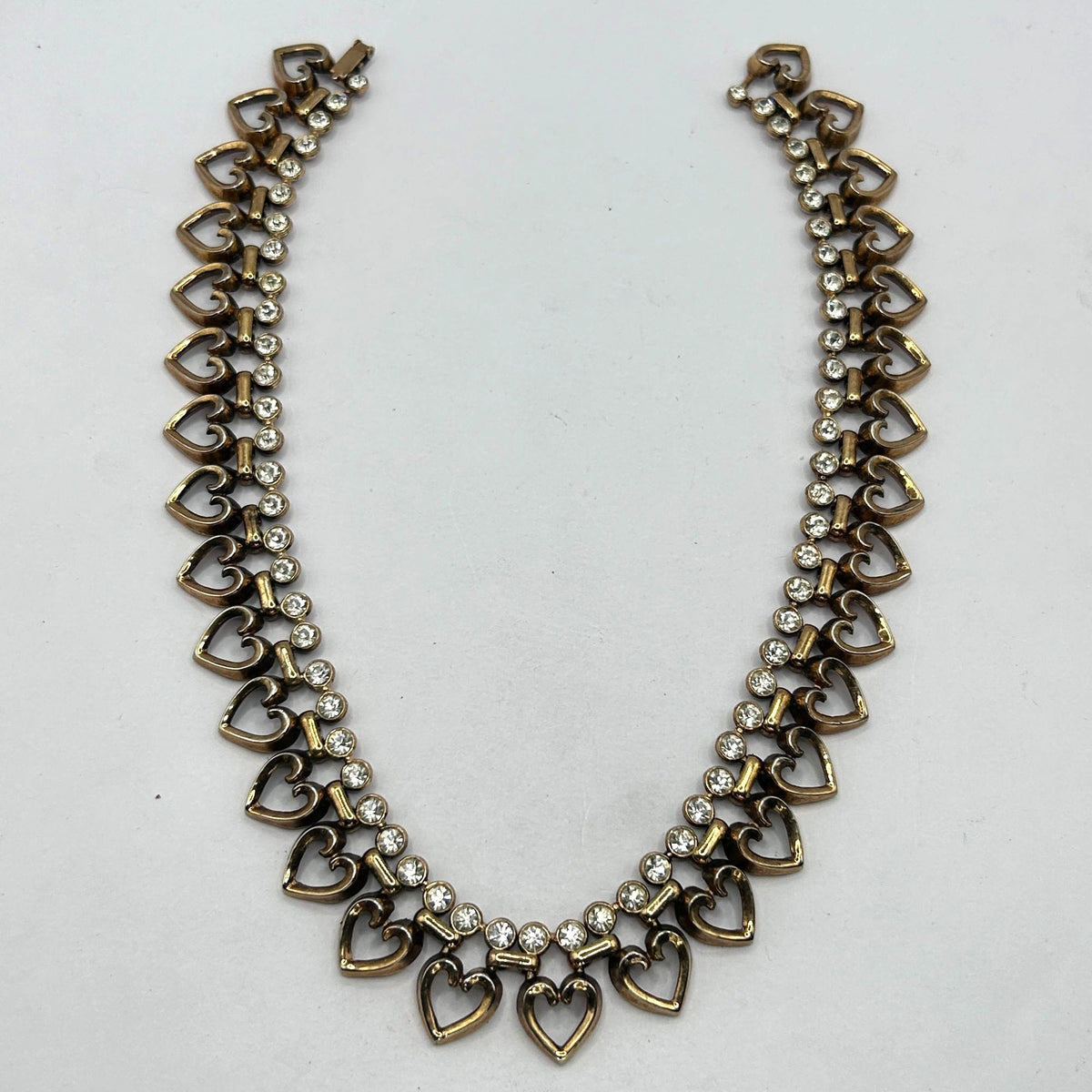 Crown Trifari 1950s Diamante Queen of Hearts Necklace & Bracelet Set
