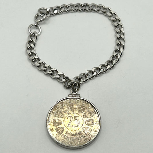 Austria Coinwear 25 Schillings Sterling Bracelet 1921-1961 40 Jahre Burgenland
