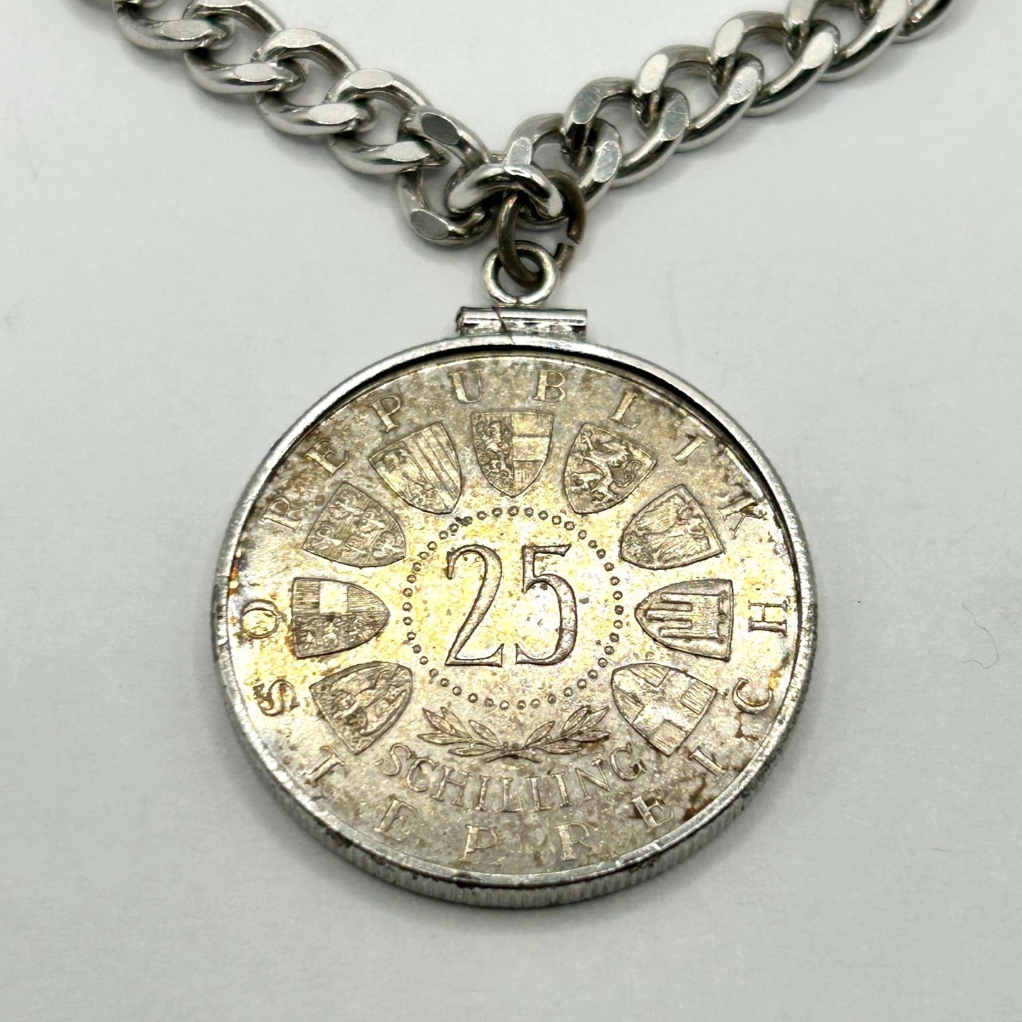 Austria Coinwear 25 Schillings Sterling Bracelet 1921-1961 40 Jahre Burgenland