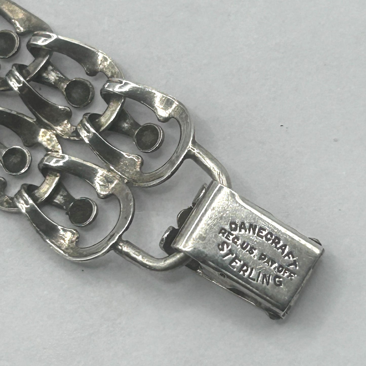 Rare Vintage Danecraft Sterling Silver Fancy Links Double Row Bracelet 7”