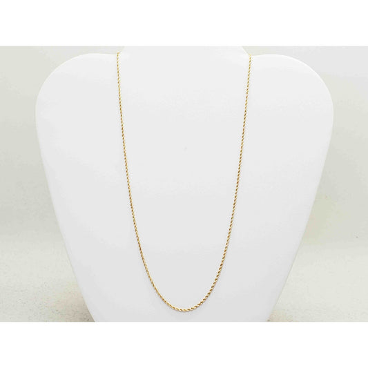 1.6mm Wide Rope Chain Necklace 14k Gold 18" Long
