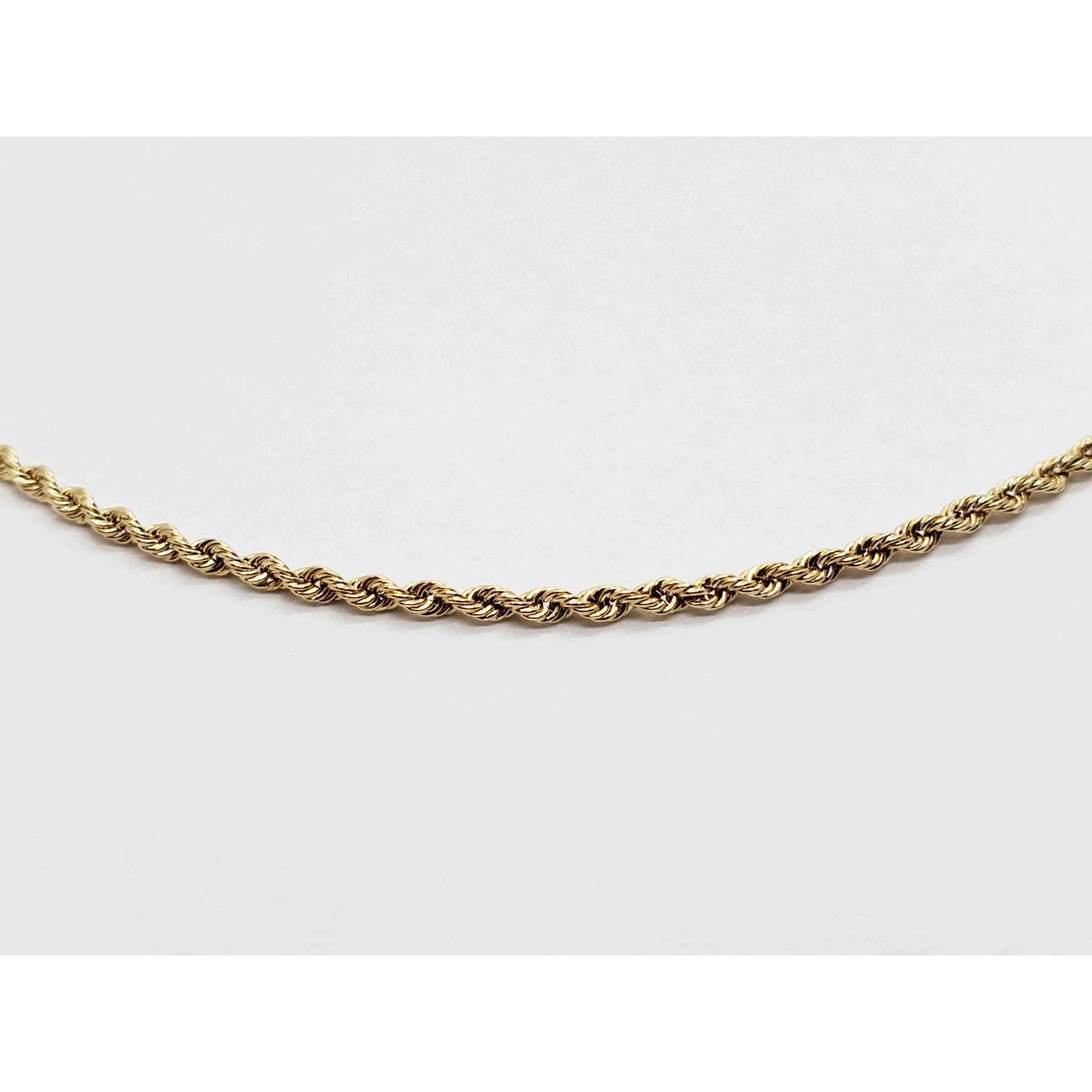 1.6mm Wide Rope Chain Necklace 14k Gold 18" Long