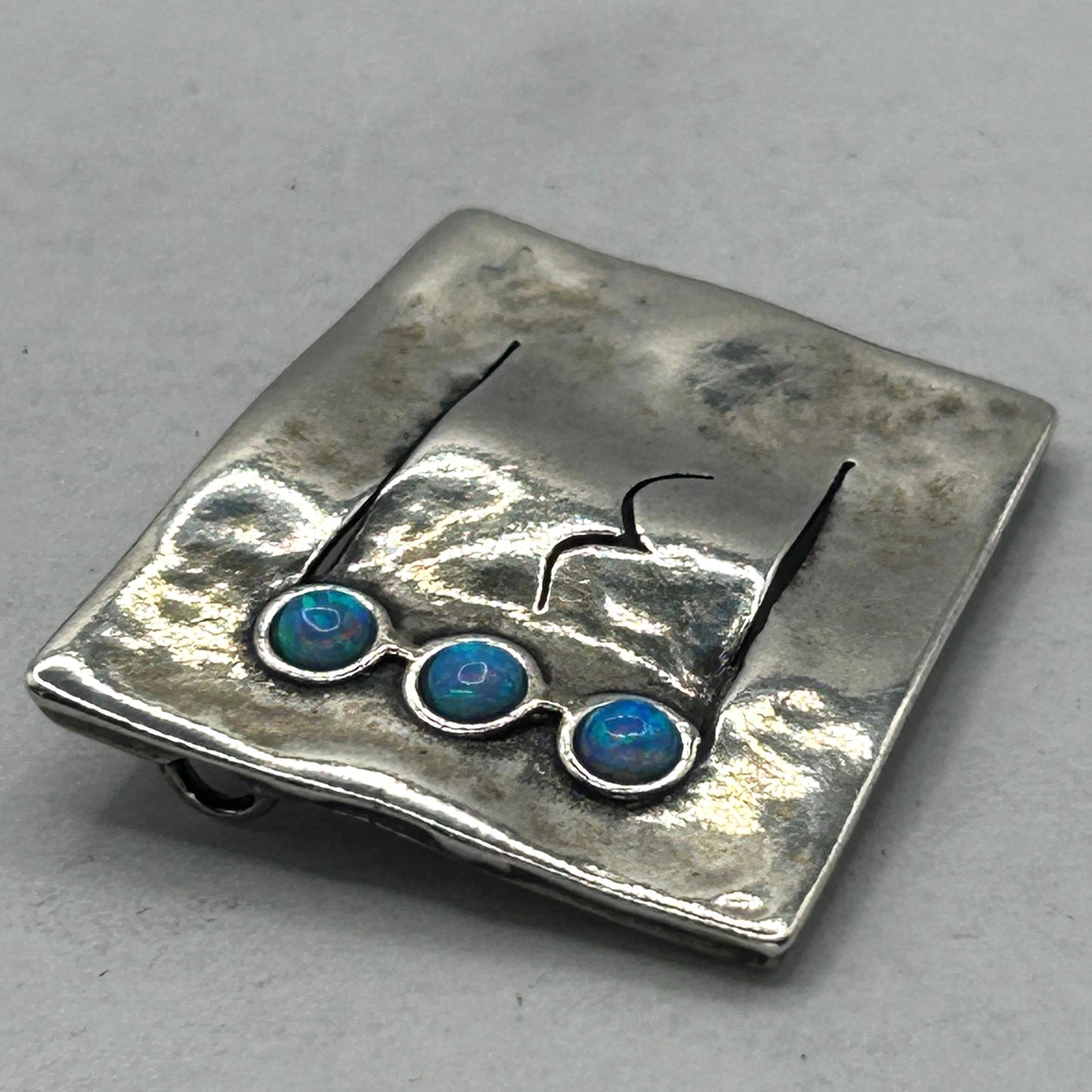 Shablool Didae Israeli 925 Sterling Silver Pendant with 0.2ctw Blue Fire Opal