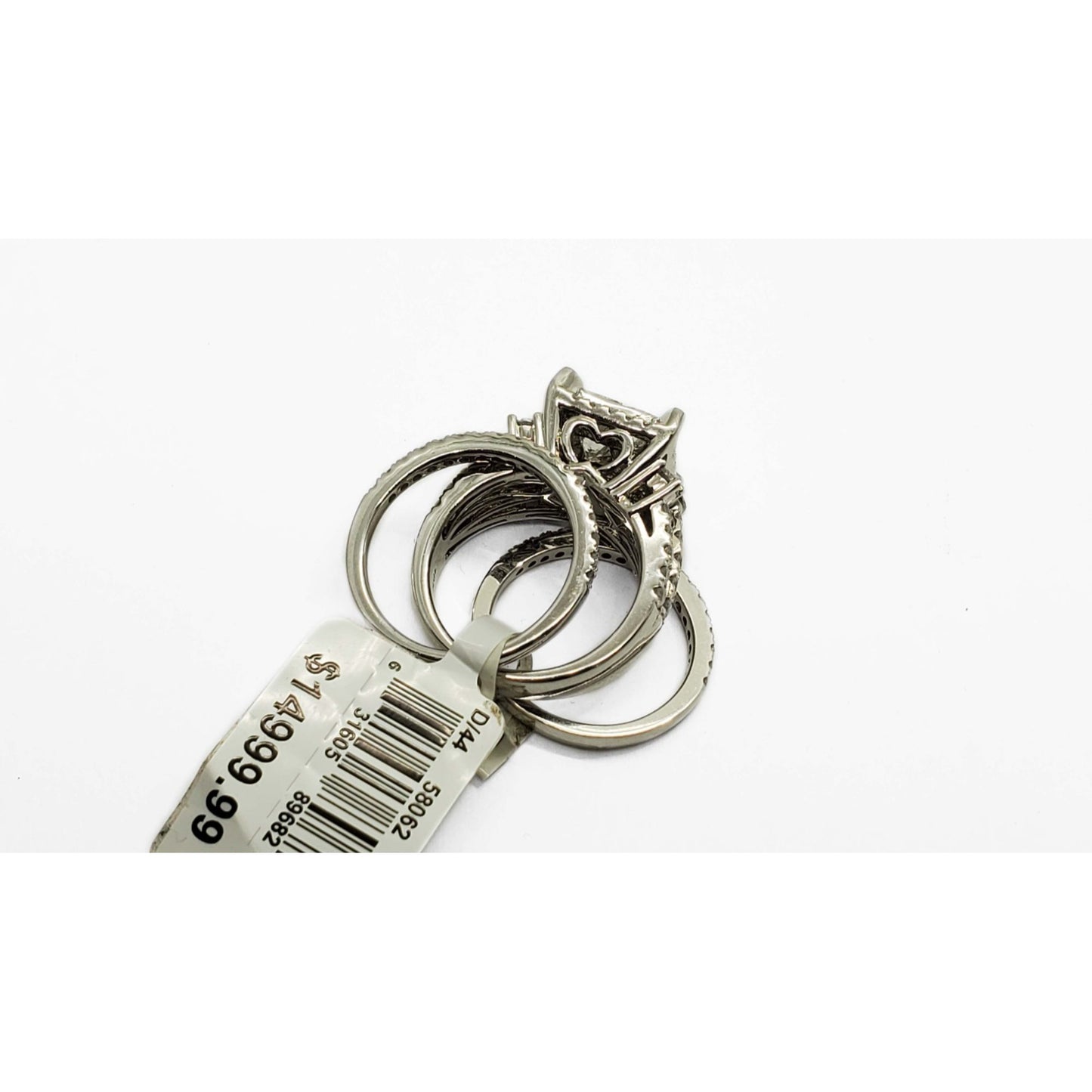 3.91 ctw Natural Diamond Engagement + Wedding Ring Set 10k White Gold Size 7