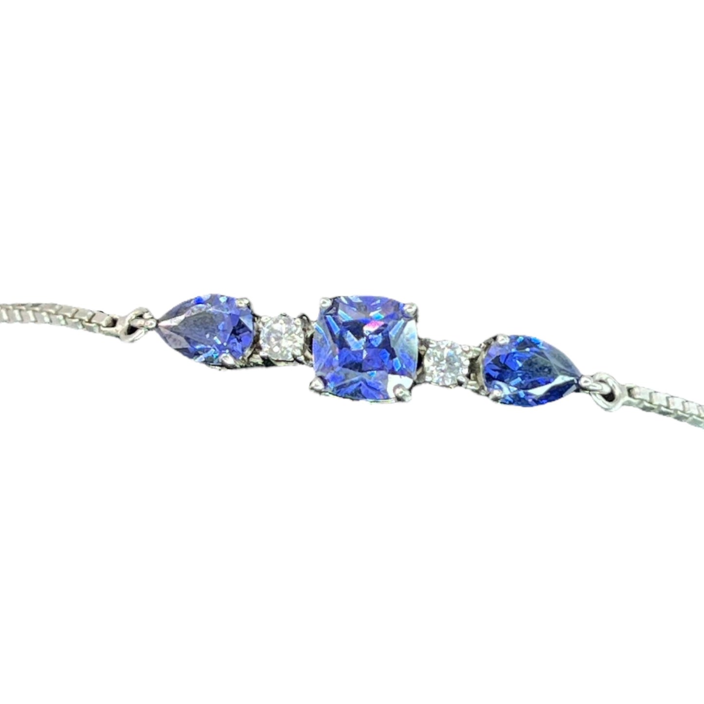 Tanzanite Silver Bracelet Princess Cut Trillion Cut Formal Elegant Colorful