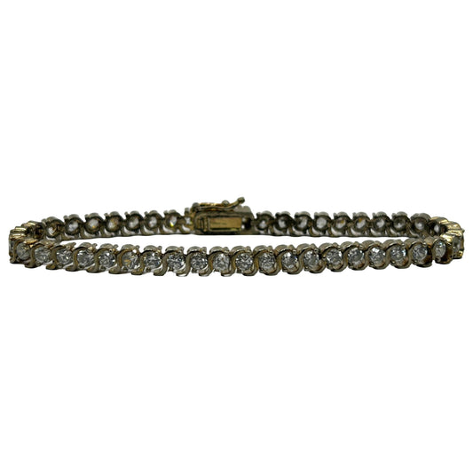 Cubic Zirconia CZ Sterling Silver 7" Tennis Bracelet - 46 Stones