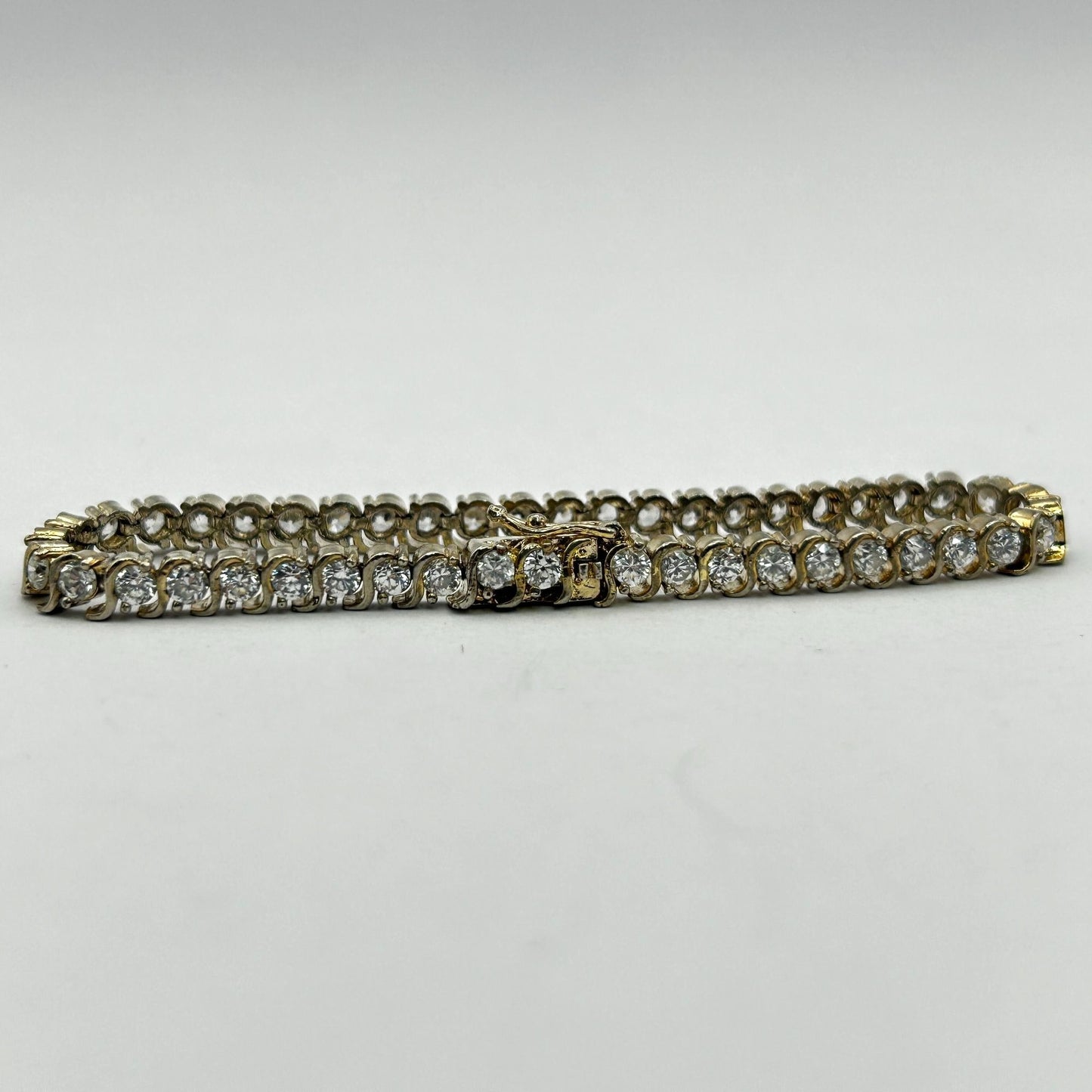 Cubic Zirconia CZ Sterling Silver 7" Tennis Bracelet - 46 Stones