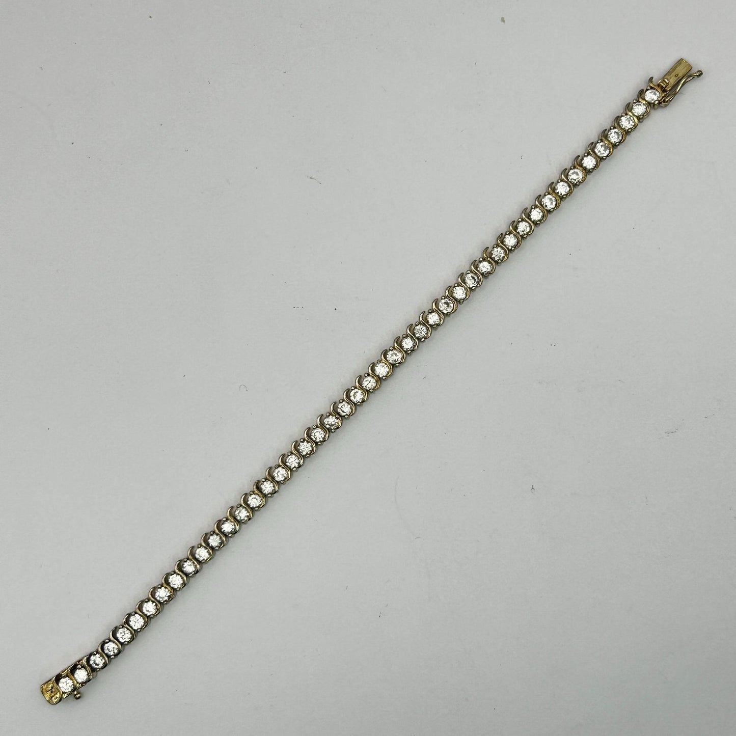 Cubic Zirconia CZ Sterling Silver 7" Tennis Bracelet - 46 Stones