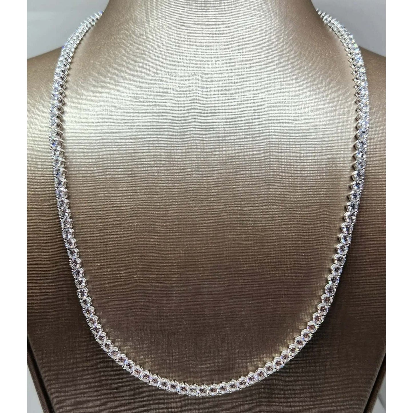 CZ Sterling Silver Rhodium Plated Tennis Necklace 18" Long 3.5mm Wide