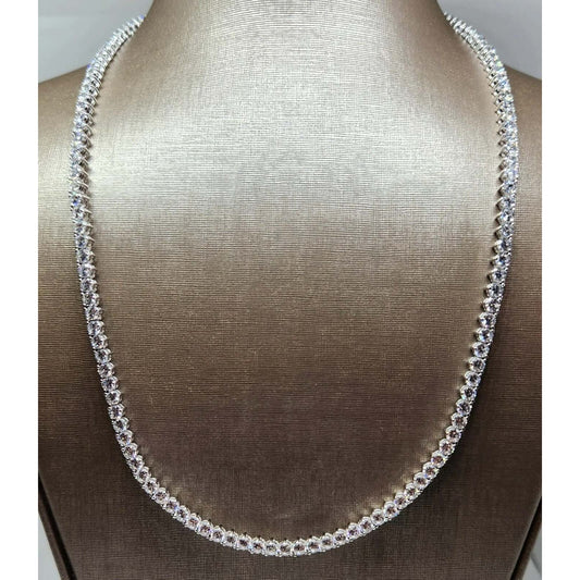 CZ Sterling Silver Rhodium Plated Tennis Necklace 18" Long 3.5mm Wide
