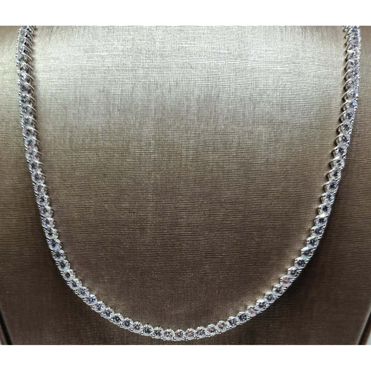 CZ Sterling Silver Rhodium Plated Tennis Necklace 18" Long 3.5mm Wide