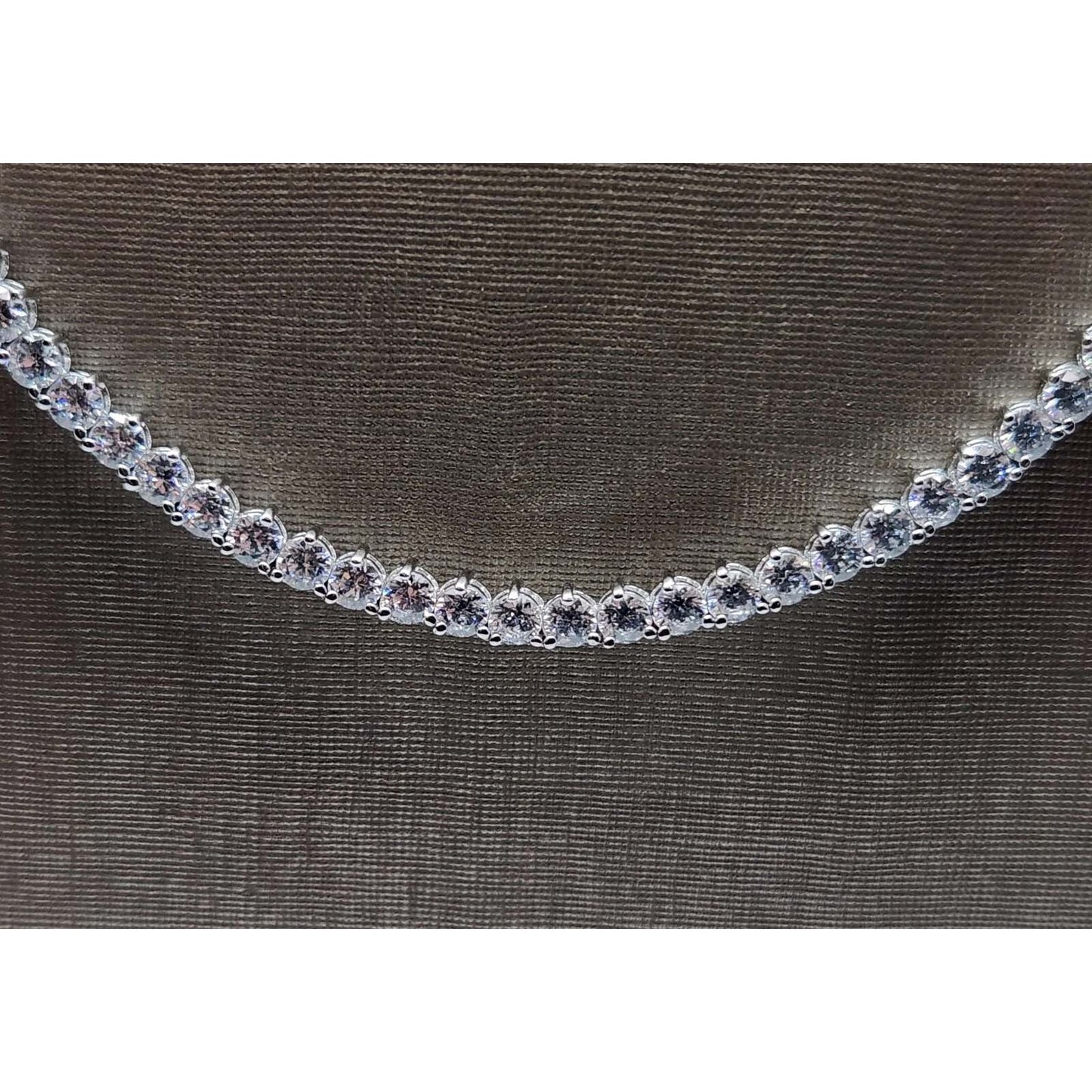 CZ Sterling Silver Rhodium Plated Tennis Necklace 18" Long 3.5mm Wide