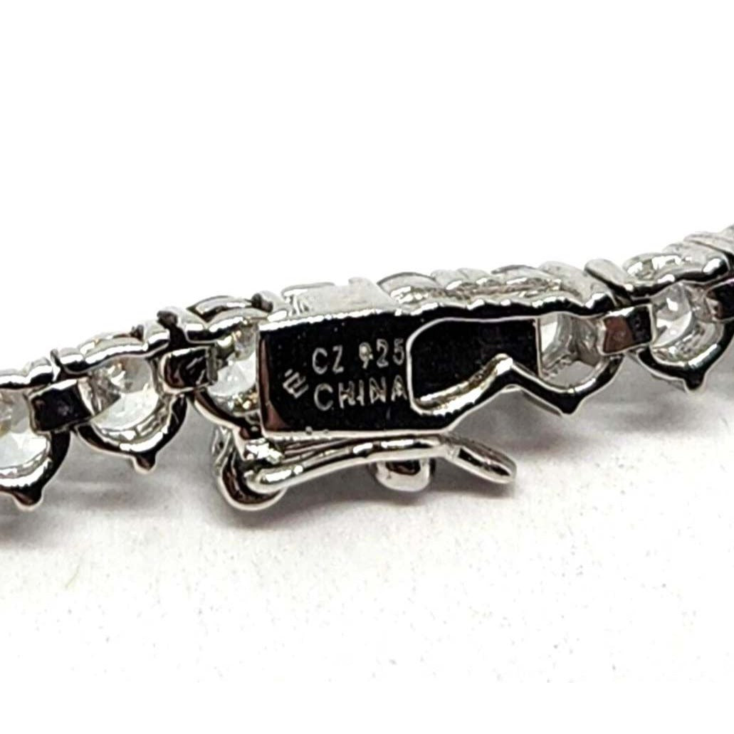 CZ Sterling Silver Rhodium Plated Tennis Necklace 18" Long 3.5mm Wide