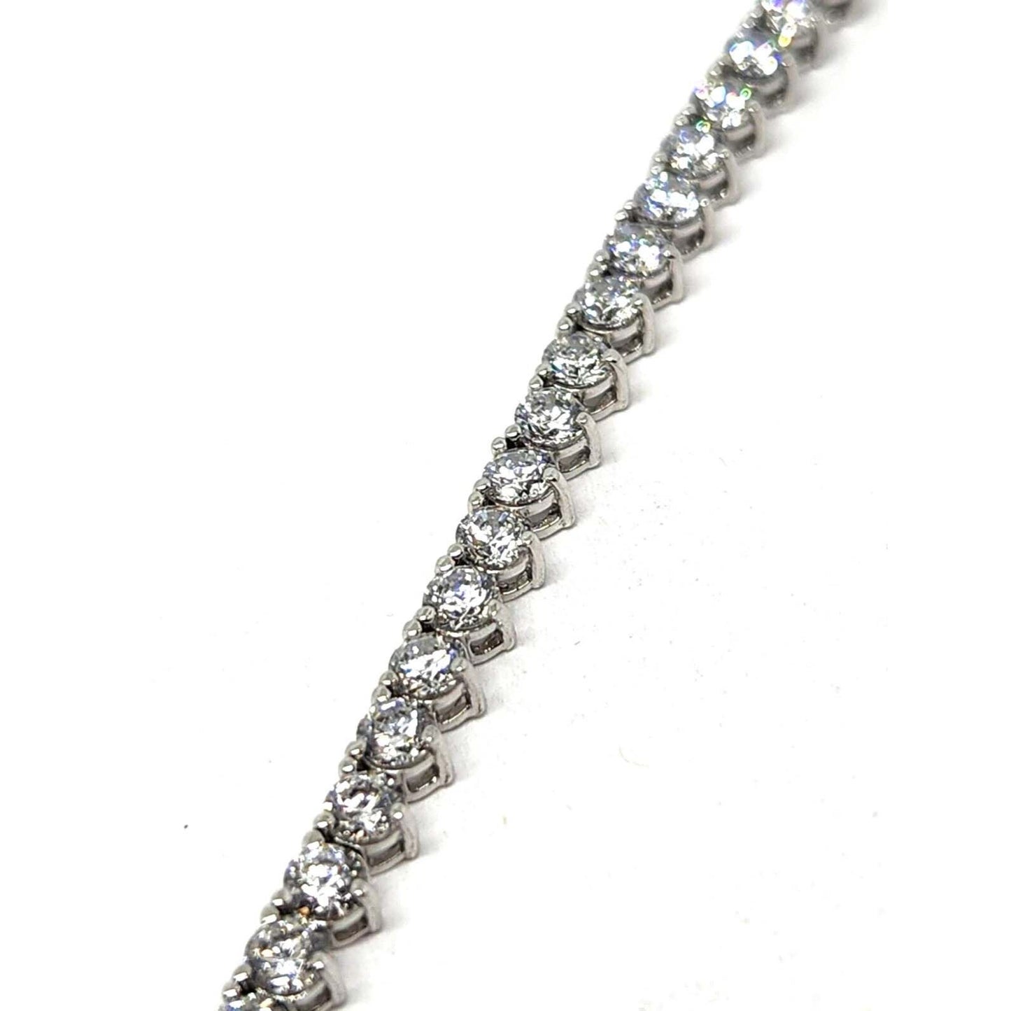 CZ Sterling Silver Rhodium Plated Tennis Necklace 18" Long 3.5mm Wide
