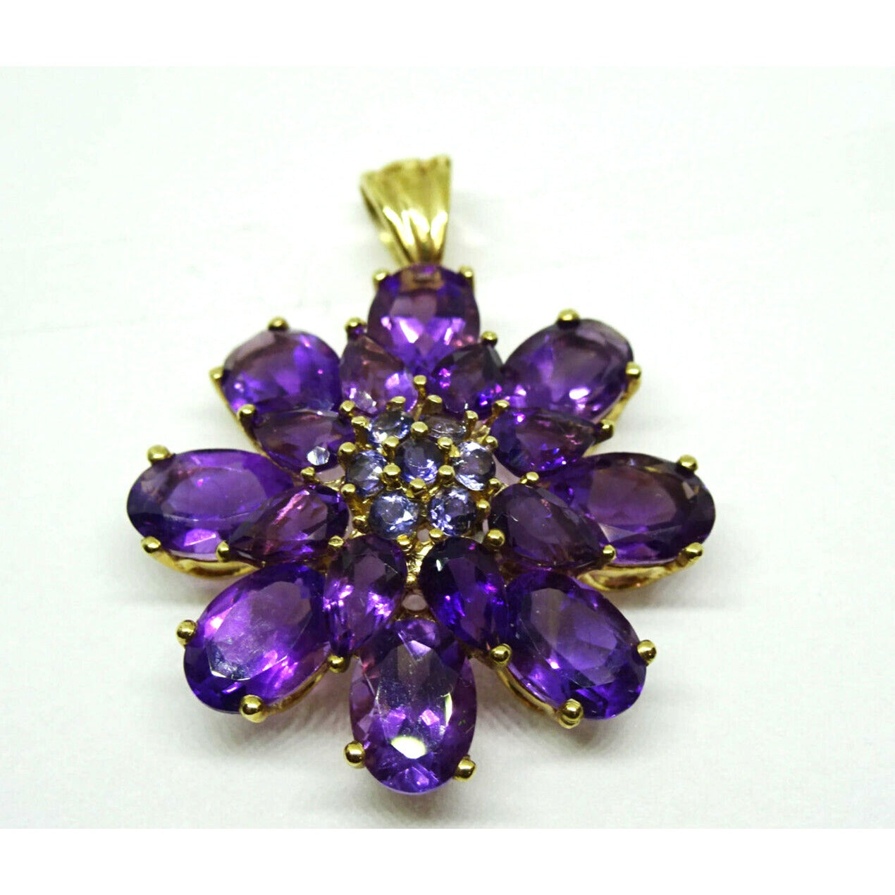 Amethyst Tourmaline Peridot Iolite Earrings & Pendant Set 10k Gold