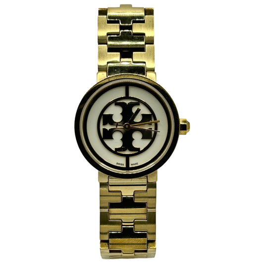 Tory Burch Reva Gold Toned Steel White Dial Quartz Ladies Watch TRB4011