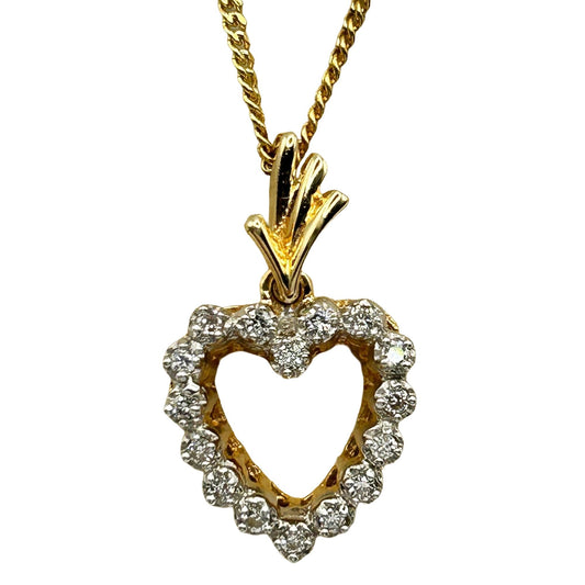 0.32cttw Diamond Heart Shaped Pendant on 20" 14k Yellow Gold Chain