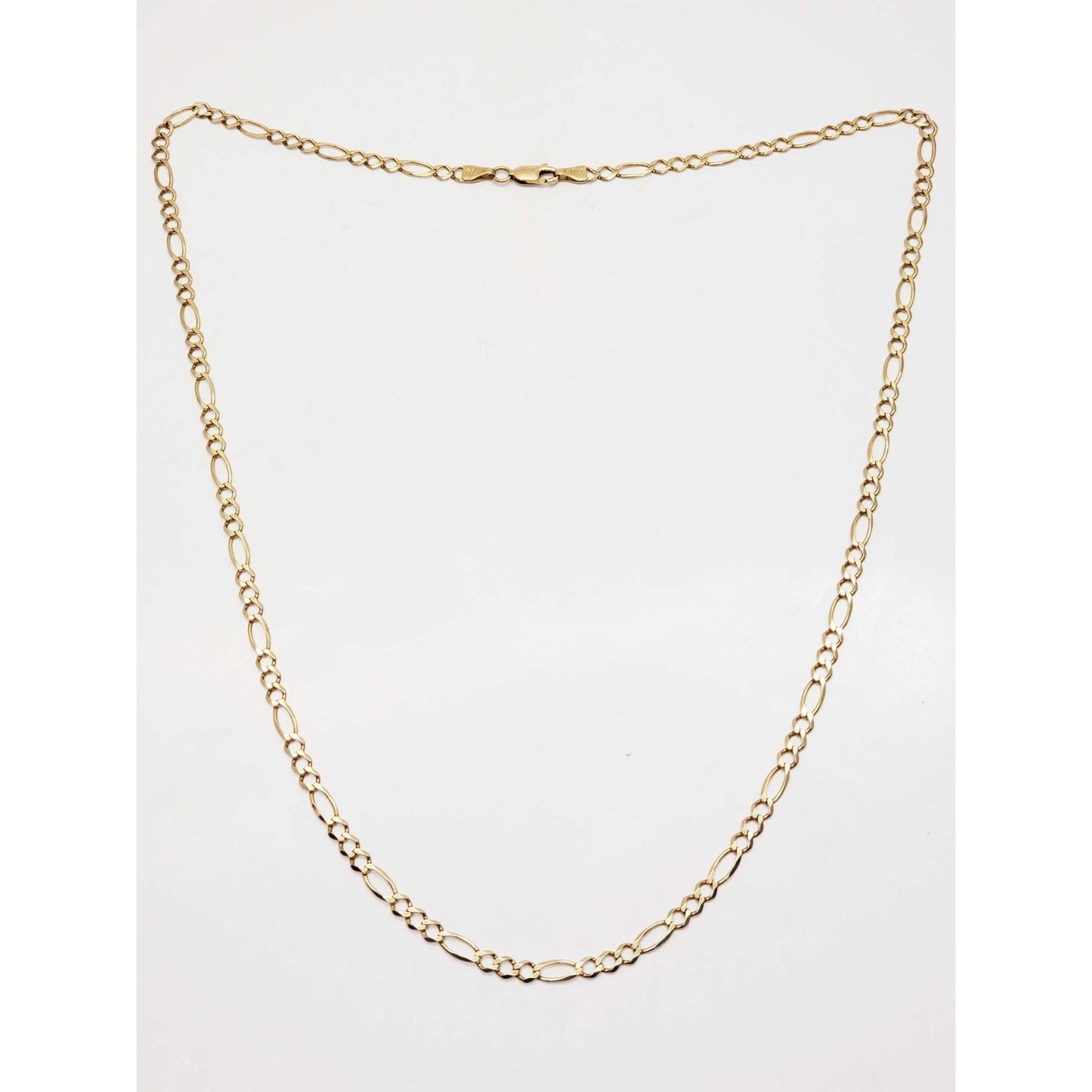 3.5mm Wide Figaro Chain Necklace 14k Gold 21.5" Long