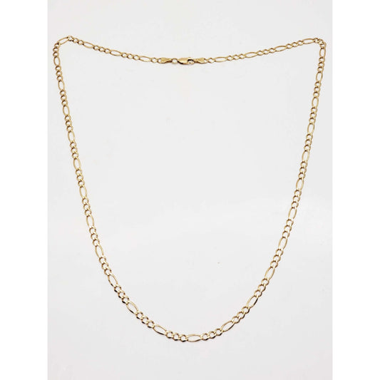 3.5mm Wide Figaro Chain Necklace 14k Gold 21.5" Long