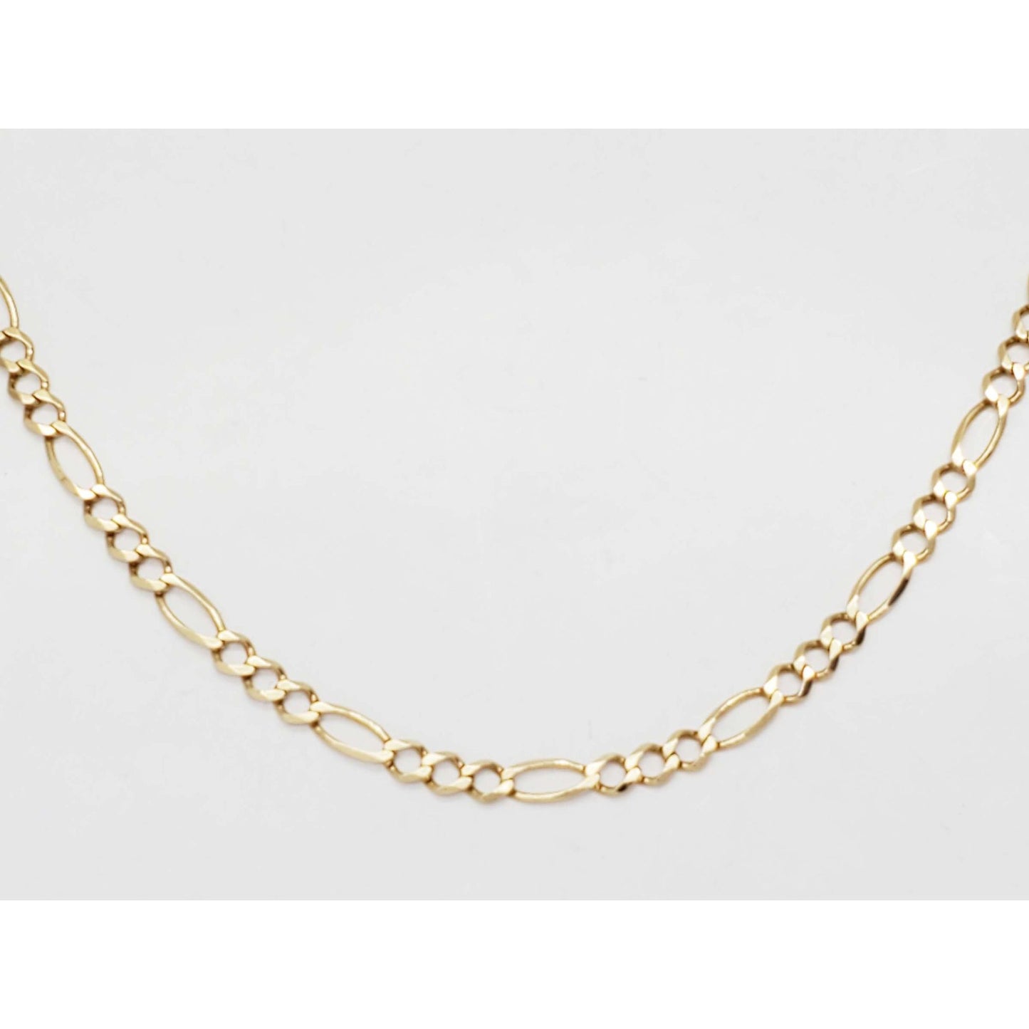 3.5mm Wide Figaro Chain Necklace 14k Gold 21.5" Long