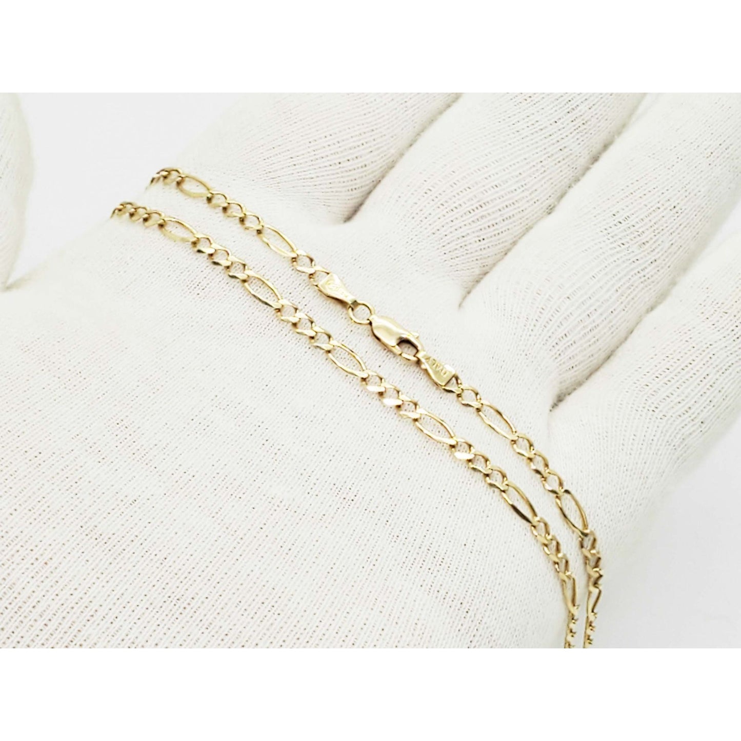 3.5mm Wide Figaro Chain Necklace 14k Gold 21.5" Long