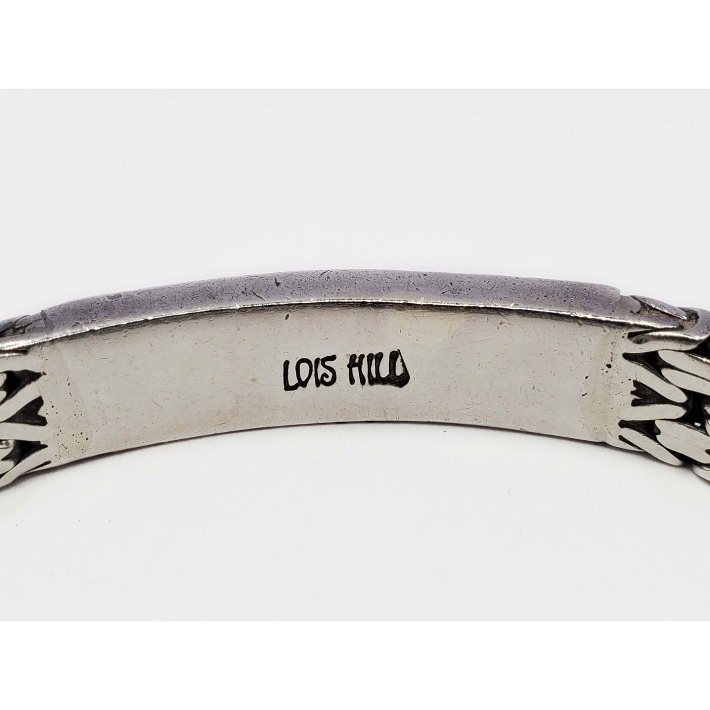 Lois Hill Designer 9.5mm Byzantine Style ID Toggle Bracelet Sterling Silver