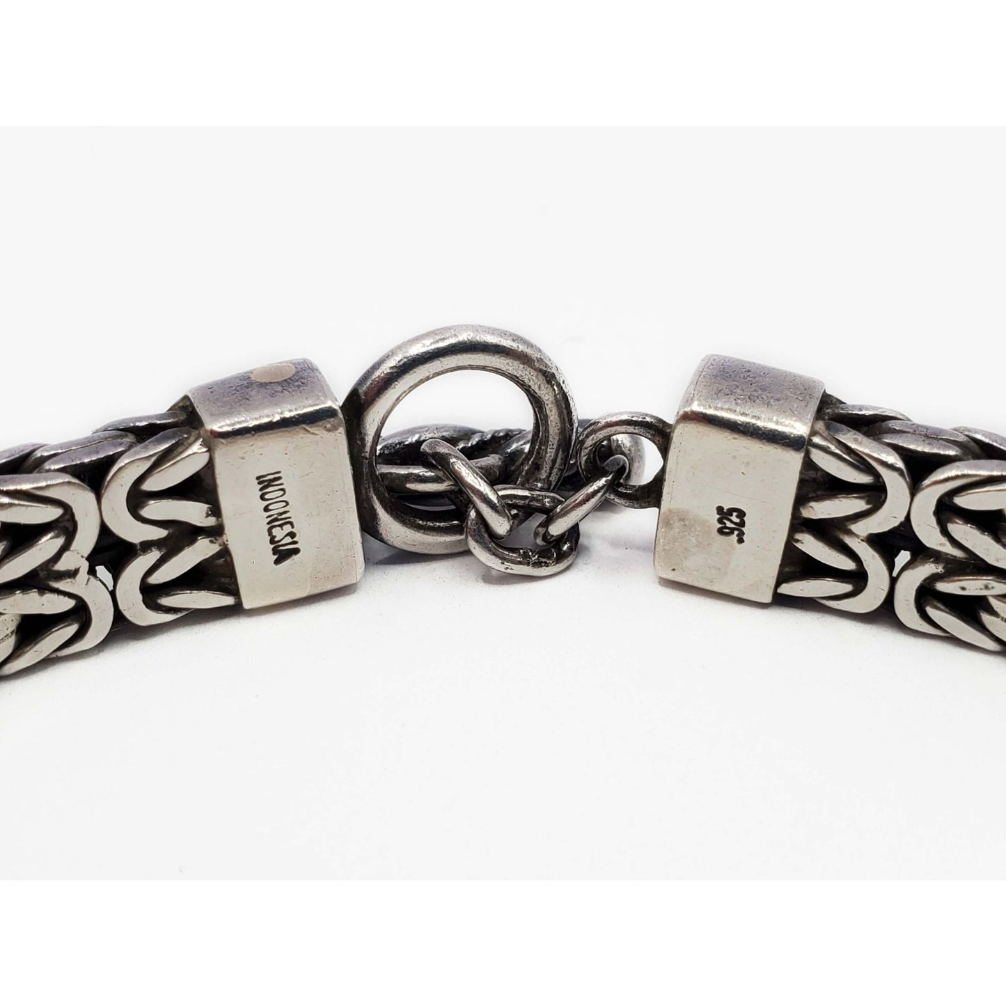Lois Hill Designer 9.5mm Byzantine Style ID Toggle Bracelet Sterling Silver