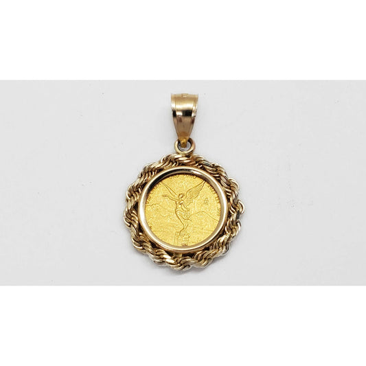 1/20 Troy Oz .9999 Fine Gold Libertad Coin in 14k Gold Bezel Pendant