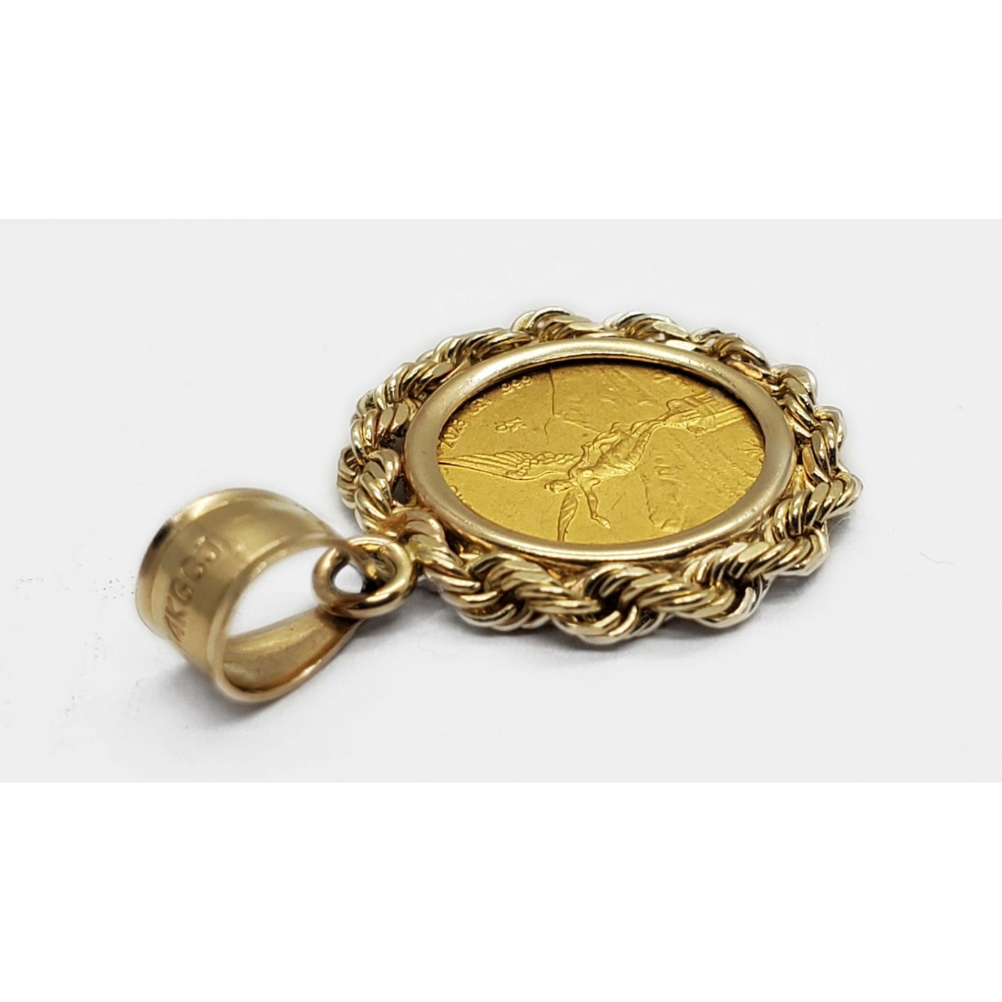 1/20 Troy Oz .9999 Fine Gold Libertad Coin in 14k Gold Bezel Pendant