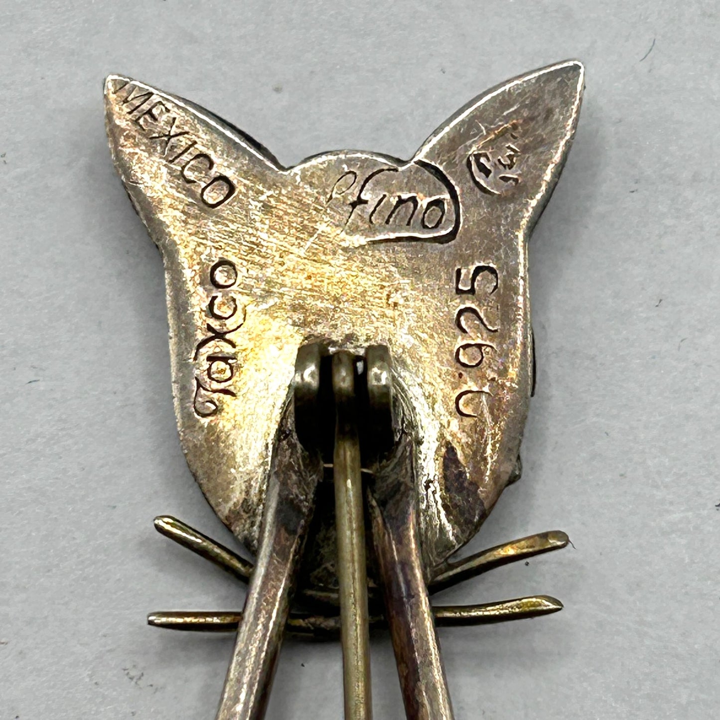 Delfino Vintage Taxco Mexico 925 Sterling Silver Abstract Cat Brooch