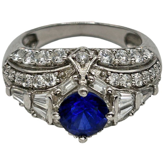 Vintage Victoria Weick 925 Sterling Silver Sapphire and CZ Ring - Size 6
