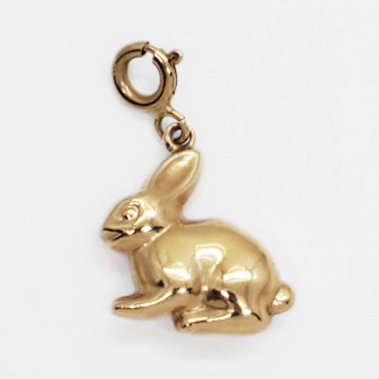 Bunny Rabbit Charm Pendant 14k Gold