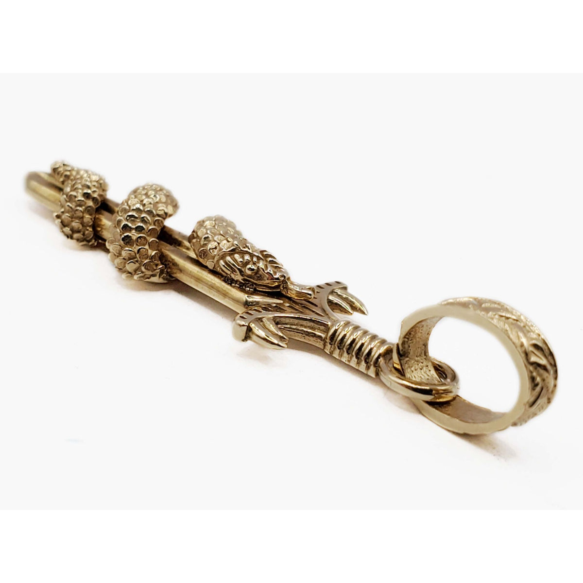 Decorative Dagger & Serpent Snake Pendant 14k Gold