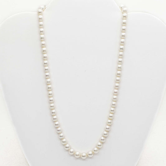 6.5-7mm Wide Cultured Pearl Bead Strand Necklace 14k Gold Clasp 17" Long